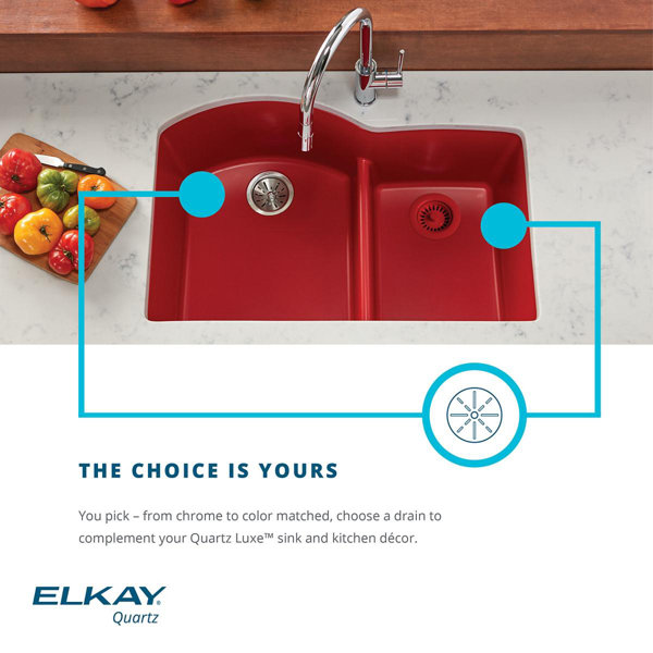 Elkay Quartz Luxe 33'' L Undermount Double Bowl Quartz Kitchen Sink